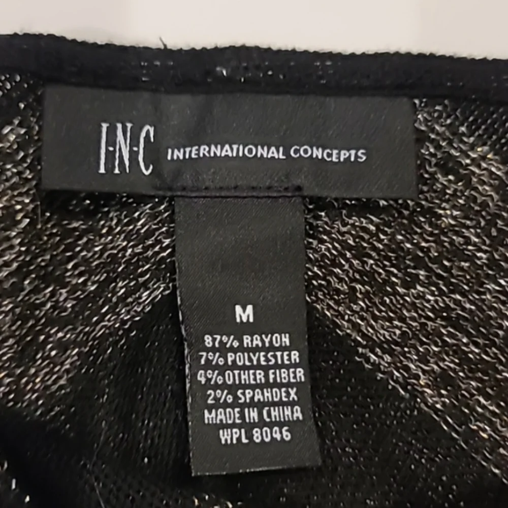 INC International Concepts Metallic Asymmetrical Semi Sheer Tunic Black Medium - Picture 9 of 12